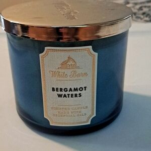 Bath and body works white barn 3 wick candle bergamot waters new